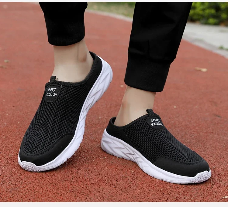 YRZL Hot Sale Men Half Slipper High Quality New Design Mesh Shoes Breathable Outdoor Sandals Comfortable Couples Walking Shoes