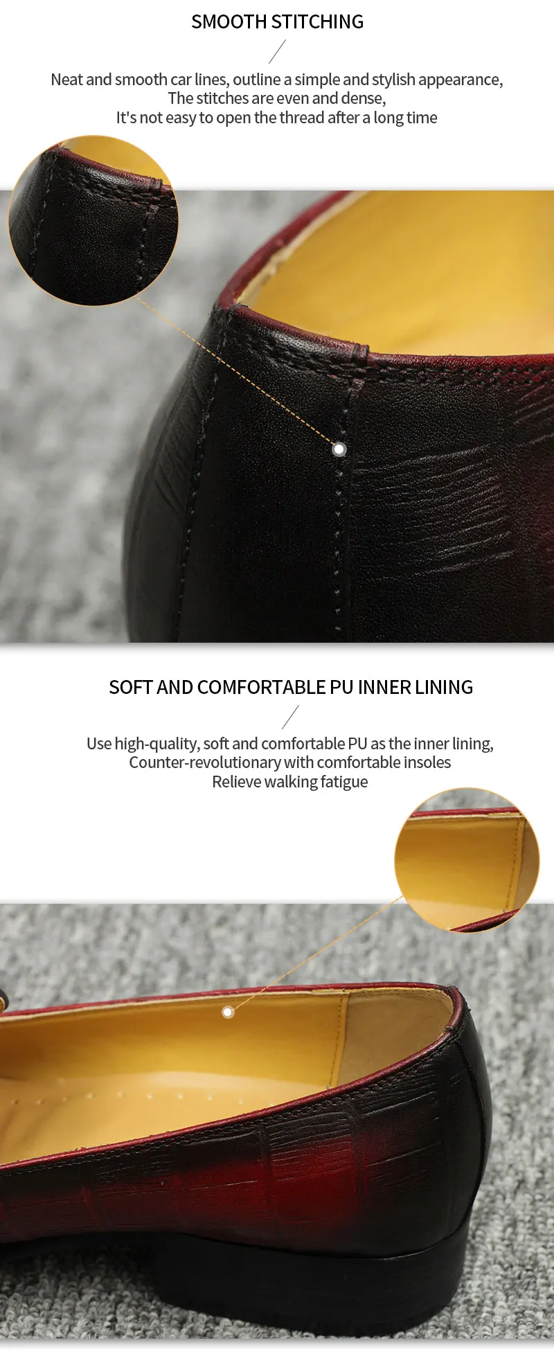 Loafer Men Fashion Cowhide Shoes Casual Gentleman Party Wedding Leather Shoes Gray Red Mixed Striped Elastic Band Footwear