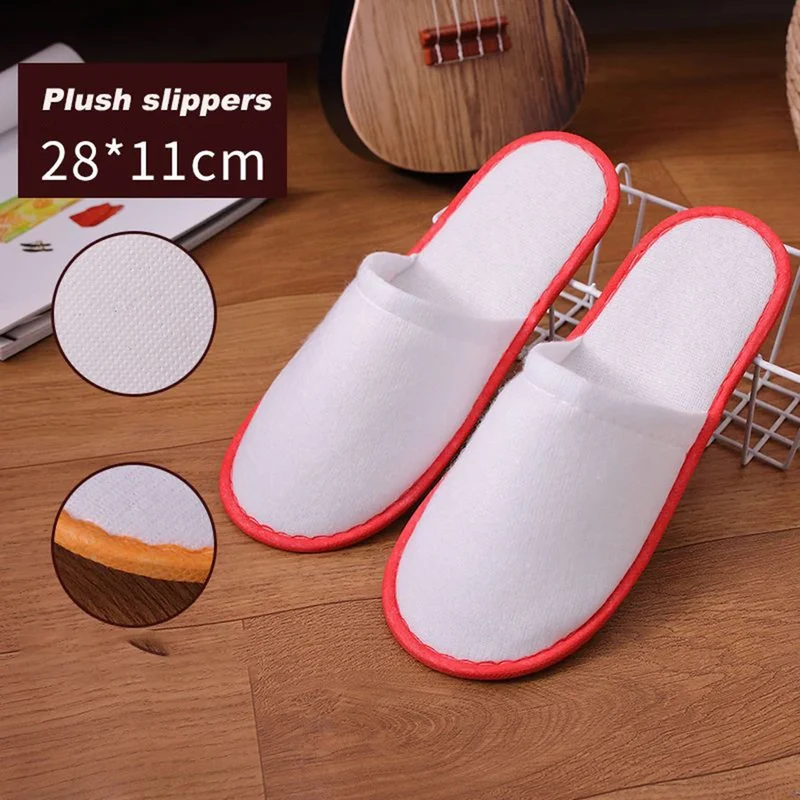 10Pair Lot Hotel Slippers Men Womens random color Velvet Travel Disposable Cotton Home Hospitality Shoes Cheap SPA Guest Slides