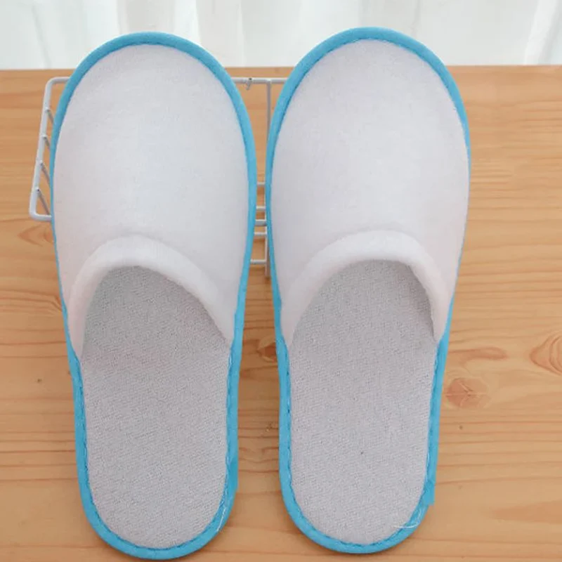 10Pair Lot Hotel Slippers Men Womens random color Velvet Travel Disposable Cotton Home Hospitality Shoes Cheap SPA Guest Slides