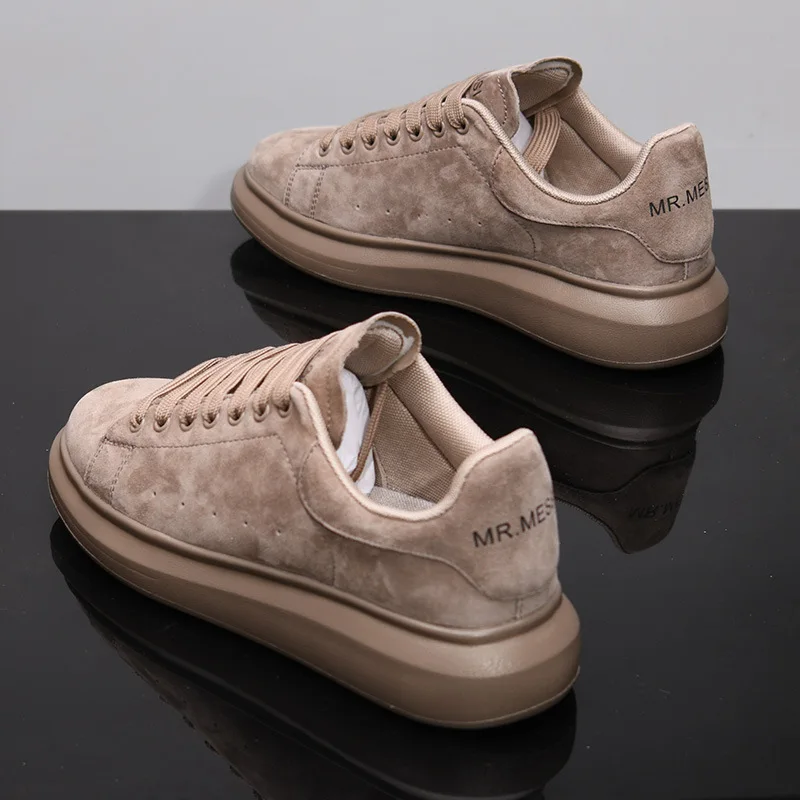 Sneakers Casual Plus Size 43 44 Women Men Designer Board Shoes Fashion Microfiber Leather Increased Internal Flat Platform Shoes