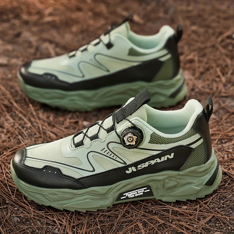 Men's casual sports shoes four season new rotating shoelaces comfort outdoor running walking shoes breathable soft-sole sneakers