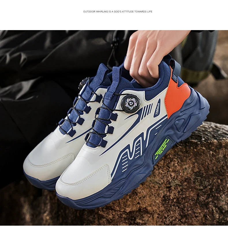 Men's casual sports shoes four season new rotating shoelaces comfort outdoor running walking shoes breathable soft-sole sneakers