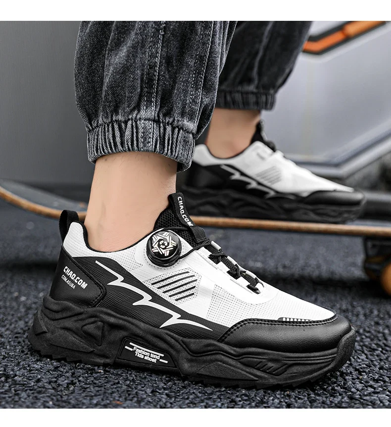 Men's casual sports shoes four season new rotating shoelaces comfort outdoor running walking shoes breathable soft-sole sneakers