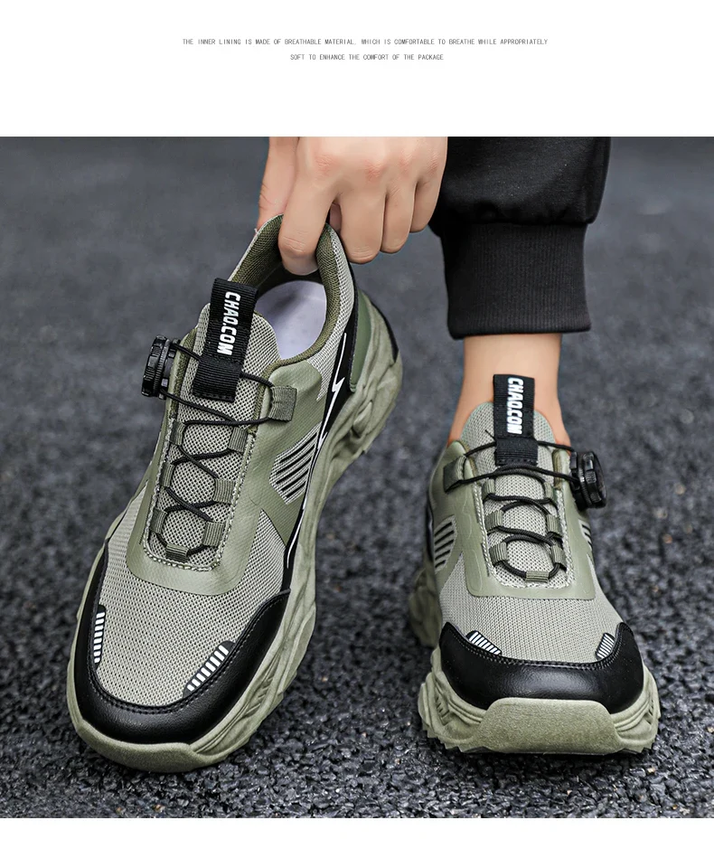 Men's casual sports shoes four season new rotating shoelaces comfort outdoor running walking shoes breathable soft-sole sneakers