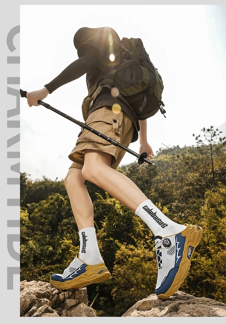 Men's casual sports shoes four season new rotating shoelaces comfort outdoor running walking shoes breathable soft-sole sneakers