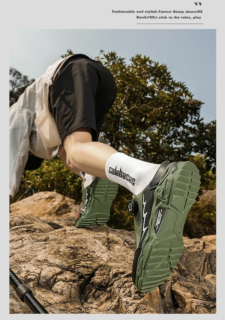 Men's casual sports shoes four season new rotating shoelaces comfort outdoor running walking shoes breathable soft-sole sneakers