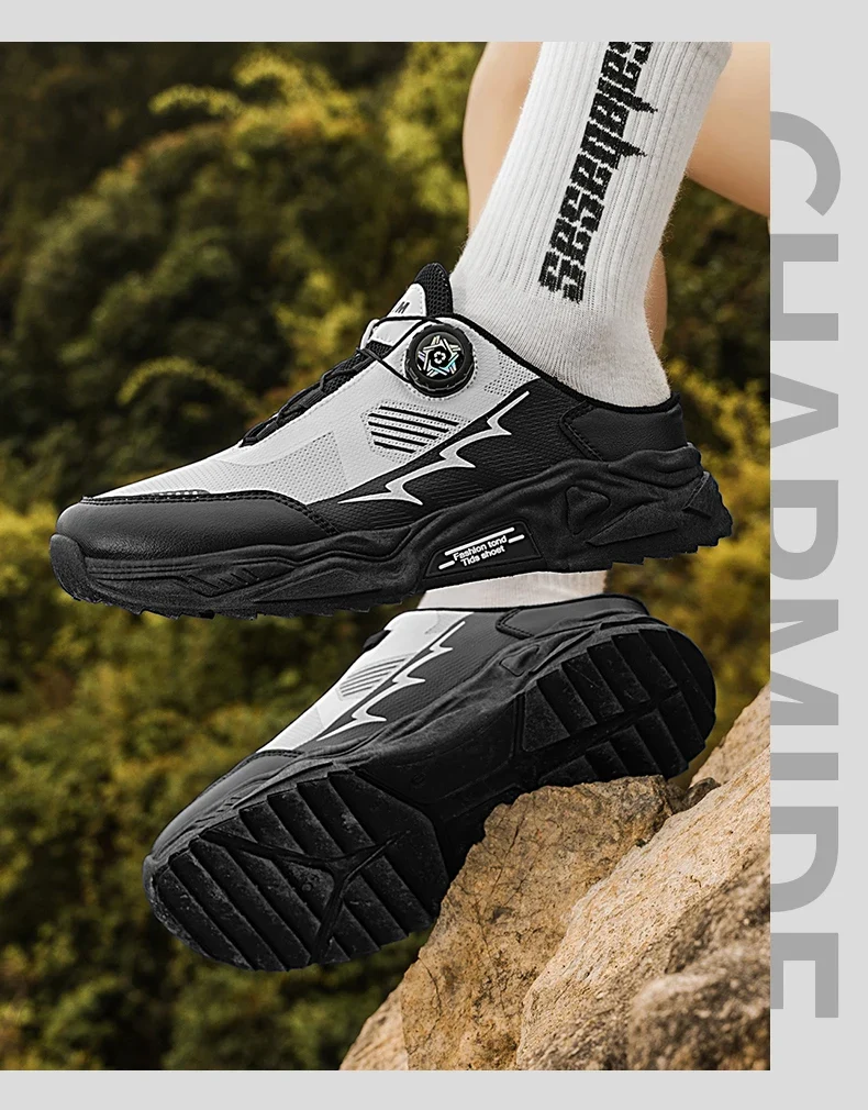 Men's casual sports shoes four season new rotating shoelaces comfort outdoor running walking shoes breathable soft-sole sneakers