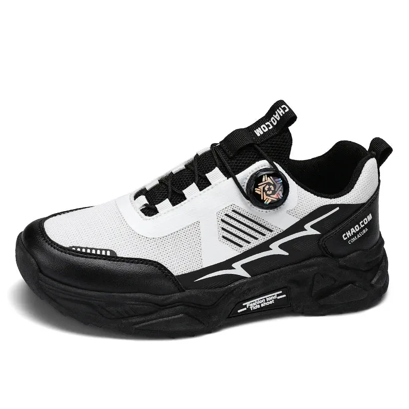 Men's casual sports shoes four season new rotating shoelaces comfort outdoor running walking shoes breathable soft-sole sneakers