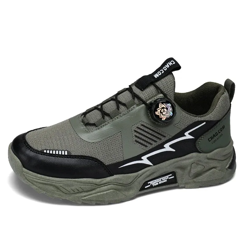 Men's casual sports shoes four season new rotating shoelaces comfort outdoor running walking shoes breathable soft-sole sneakers