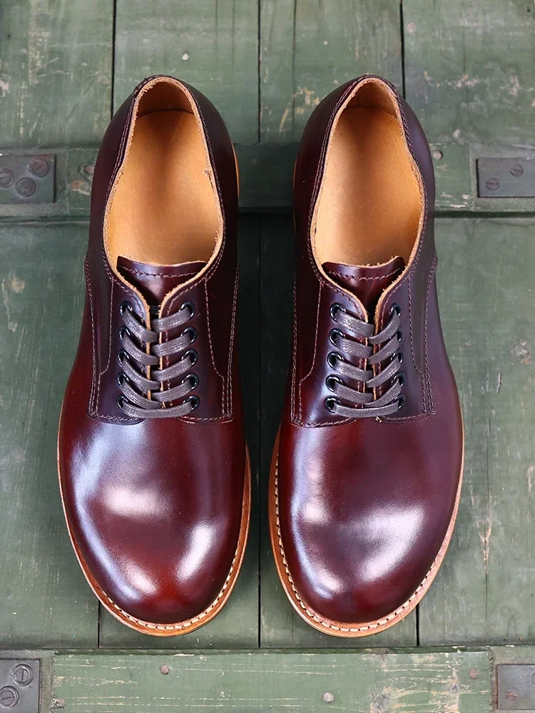 Durable Goodyear Edge Motorcycle Durable Traditional Boots Retro Oil Leather Red Punk Men's Cowhide Low Top Shoes