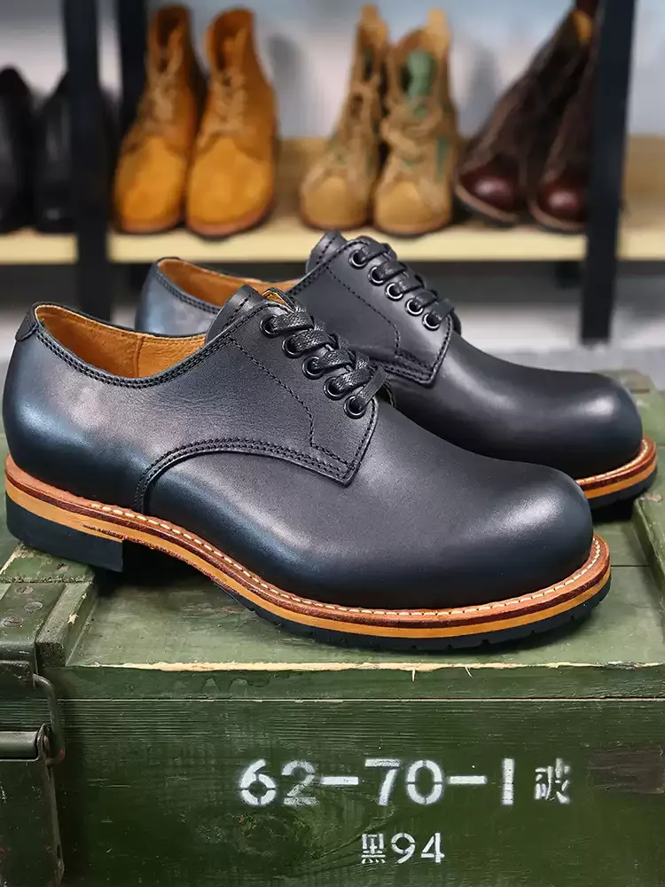 Durable Goodyear Edge Motorcycle Durable Traditional Boots Retro Oil Leather Red Punk Men's Cowhide Low Top Shoes