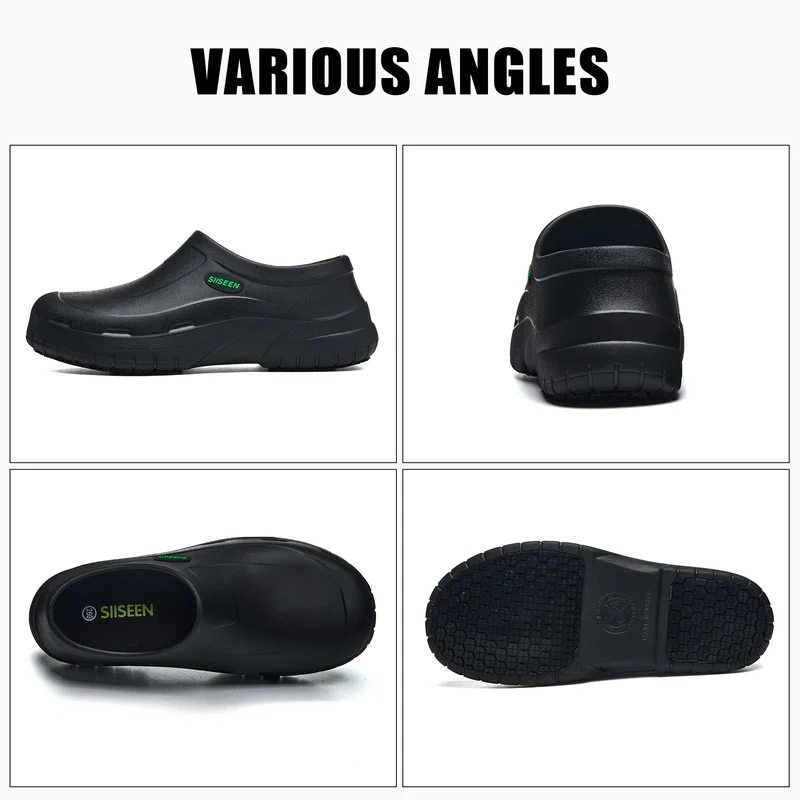 Men's Chef Shoes Waterproof Slip-On Lightweight Soft Anti-Slip Kitchen Hotel Work Shoes Easy to Wear Comfortable Food Service Fo