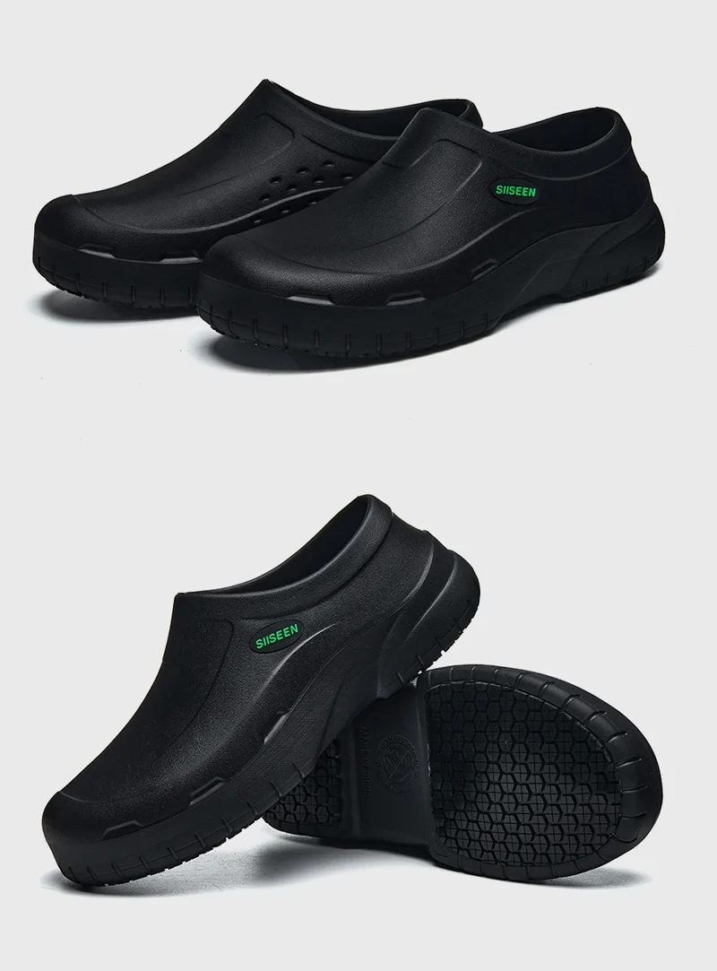 Men's Chef Shoes Waterproof Slip-On Lightweight Soft Anti-Slip Kitchen Hotel Work Shoes Easy to Wear Comfortable Food Service Fo