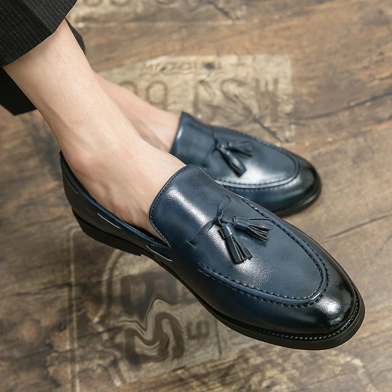 Brogues Shoes Men High Quality Social Leather Shoes British Tassels Formal Leather Men Wedding Business Dress Leather Shoes Male