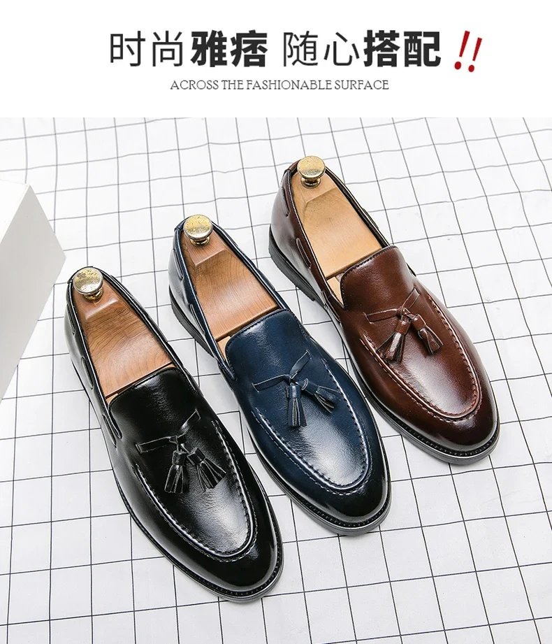 Brogues Shoes Men High Quality Social Leather Shoes British Tassels Formal Leather Men Wedding Business Dress Leather Shoes Male