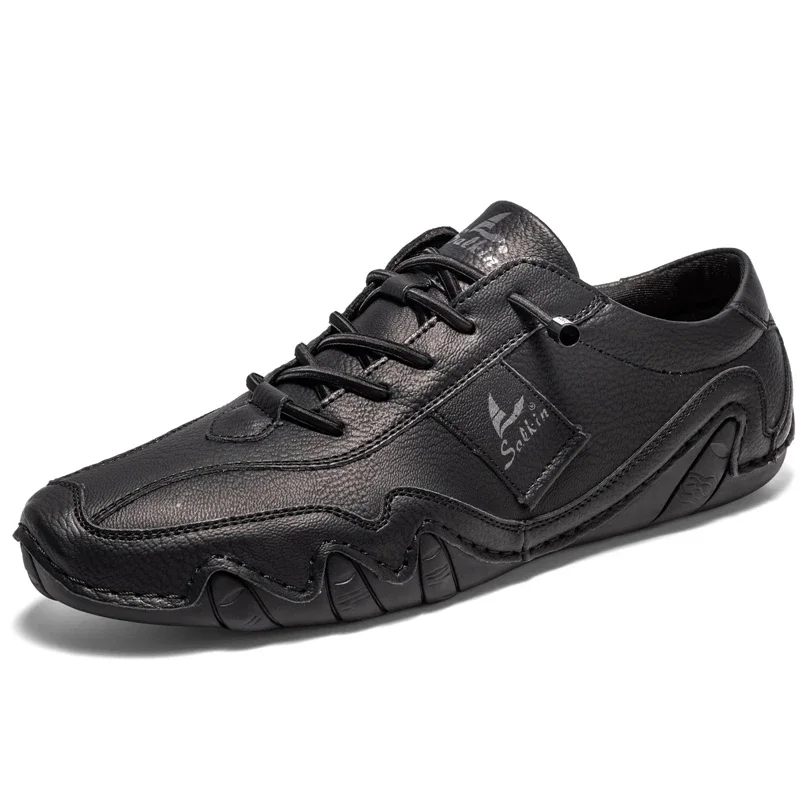 2024 Hand Sewn Leather Shoes for Men Light Outdoor Walking Casual Shoes Big Size 47 48 Slip-On Driving Loafers Men