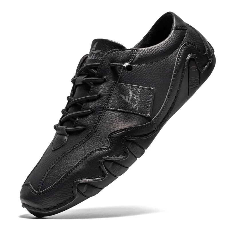 2024 Hand Sewn Leather Shoes for Men Light Outdoor Walking Casual Shoes Big Size 47 48 Slip-On Driving Loafers Men