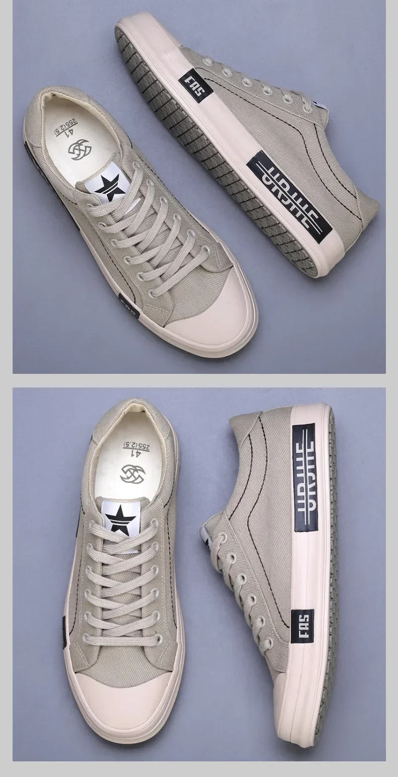 2026 New Men Canvas Shoes Breathable Outdoor Mens Casual Shoes Comfortable Spring Autumn Cloth Flat Shoes Black Walking Sneakers