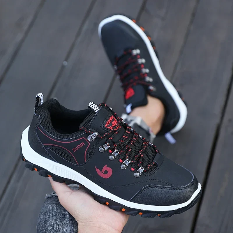 Hiking Boots Men's Black Sneakers Waterproof and Durable Mountaineering Shoes, Vulcanized Shoes for Men Size 39 48 Elegant Shoes