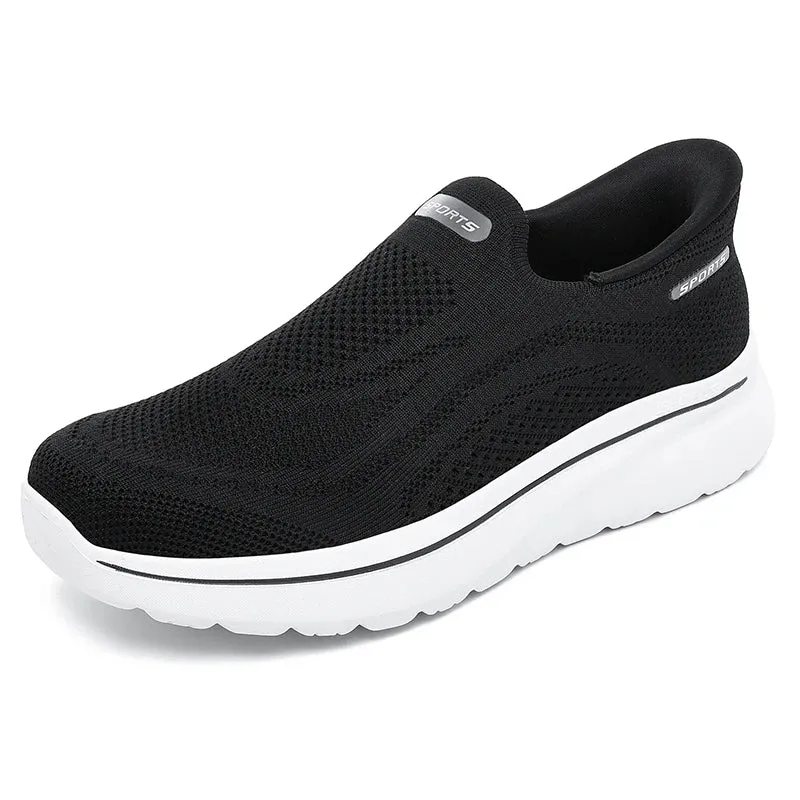 Men Women Slip on Walking Shoes Breathable Mesh Knit Loafers Lightweight Non Slip Comfort Casual Sports Sneakers Walking