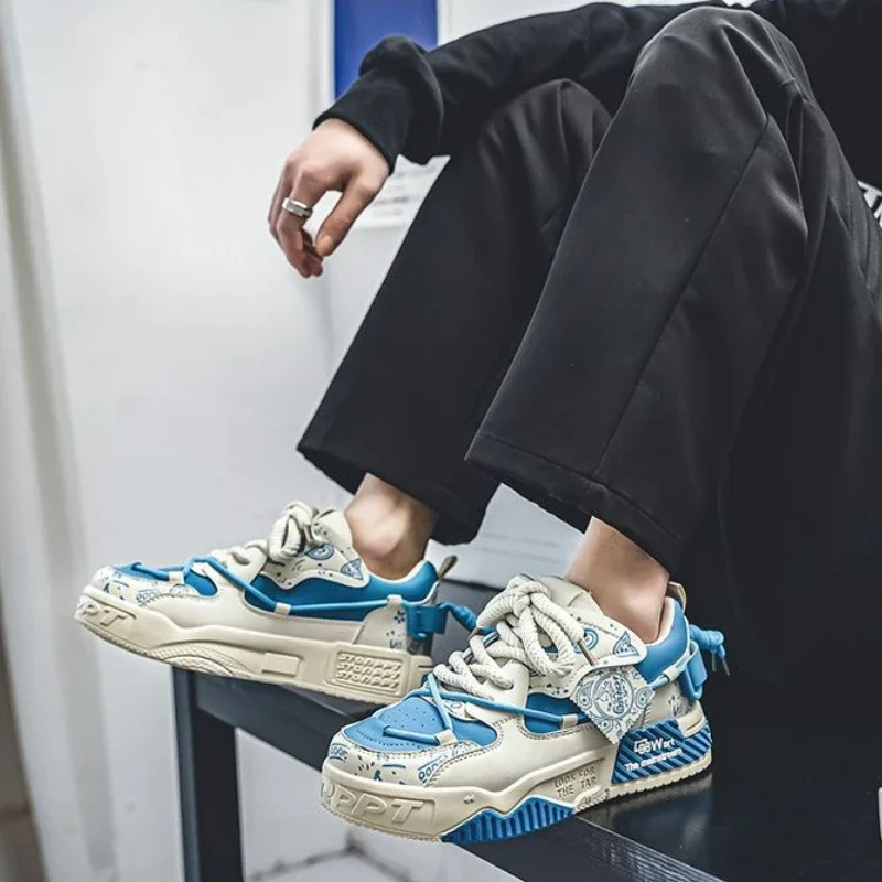 Men Sneakers Outdoor Casual Shoes Fashion Spring Breathable Vulcanized Shoes Comfortable Walking Shoe Platform Lace Up Men Shoes