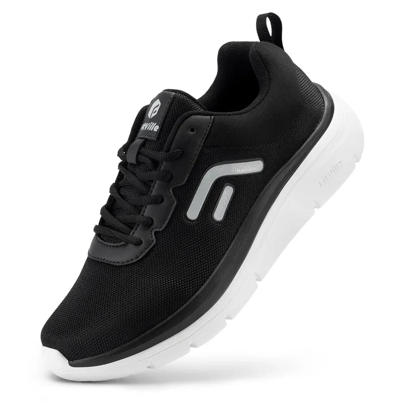 FitVille Walking Shoes for Men Wide Width Thick sole Lightweight Breathable Sneakers Shoes for Plantar Fasciitis Pain Relief