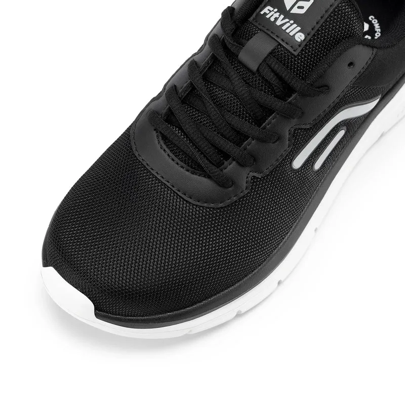 FitVille Walking Shoes for Men Wide Width Thick sole Lightweight Breathable Sneakers Shoes for Plantar Fasciitis Pain Relief