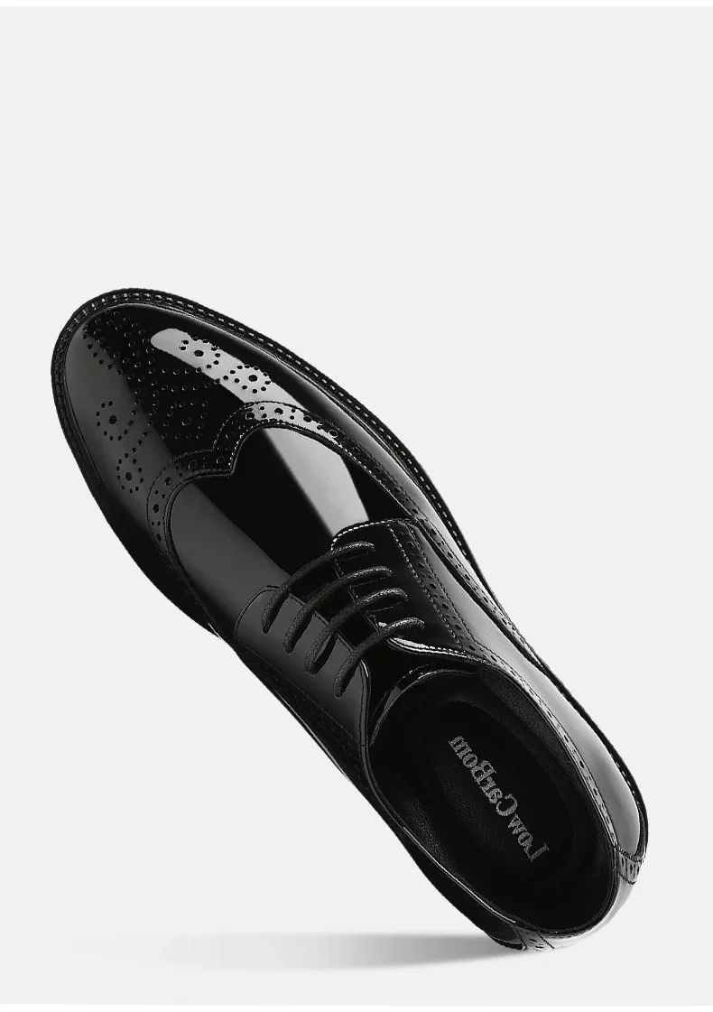 Luxury Men Brogues Patent Leather Elevator Shoes Man Height Increase Insole 8cm/10cm Black Formal Business Wedding Men Shoes New