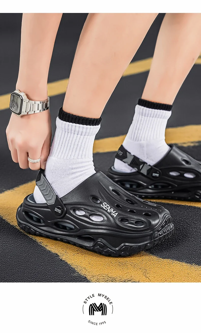 SENMA Summer Men's Thick Bottom Sandals Casual Non-Slip Beach Shoes Comfortable High Elastic EVA Material Men Shoes for Driving