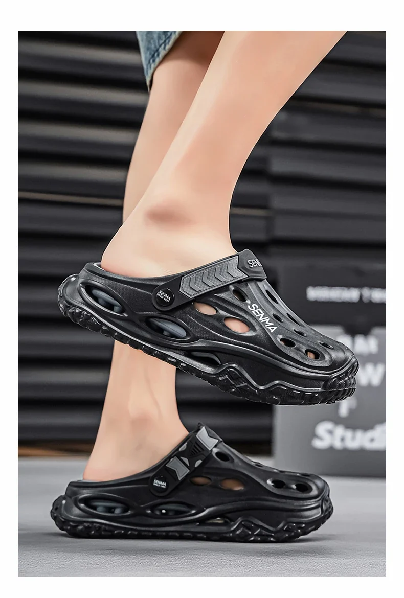 SENMA Summer Men's Thick Bottom Sandals Casual Non-Slip Beach Shoes Comfortable High Elastic EVA Material Men Shoes for Driving