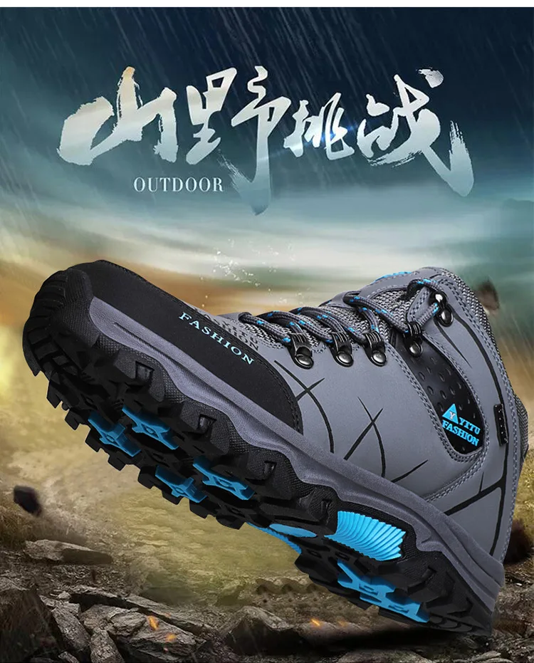 Brand Men Winter Snow Boots Waterproof Leather Sneakers Super Warm Men's Boots Outdoor Male Hiking Boots Work Shoes Size 39-47