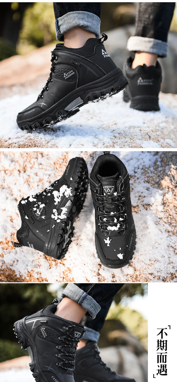 Brand Men Winter Snow Boots Waterproof Leather Sneakers Super Warm Men's Boots Outdoor Male Hiking Boots Work Shoes Size 39-47