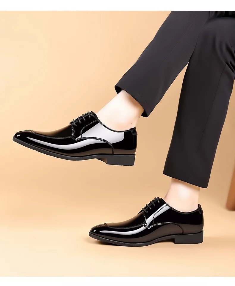 Business Men's Dress Shoes Patent Leather Trend Mens Party Shoe Soft Sole Casual Shoes Plus Size 38-48 Men Shoes High Quality