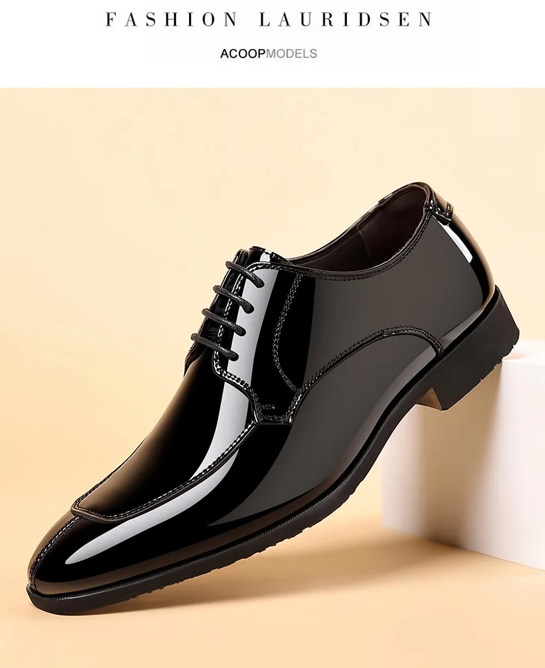 Business Men's Dress Shoes Patent Leather Trend Mens Party Shoe Soft Sole Casual Shoes Plus Size 38-48 Men Shoes High Quality