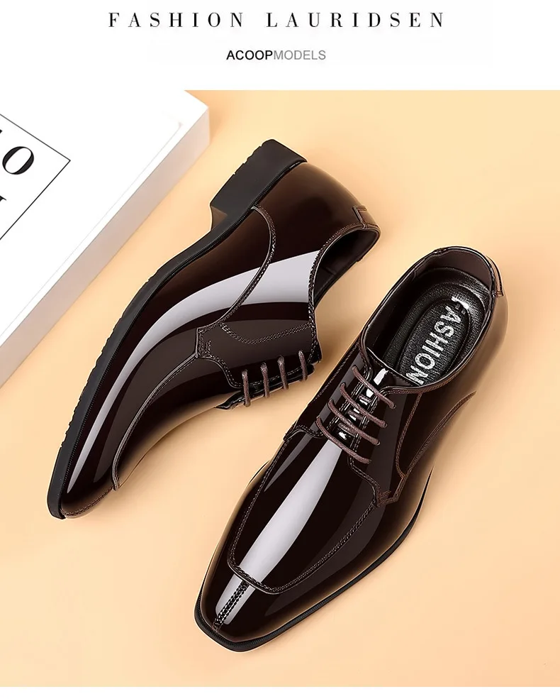 Business Men's Dress Shoes Patent Leather Trend Mens Party Shoe Soft Sole Casual Shoes Plus Size 38-48 Men Shoes High Quality