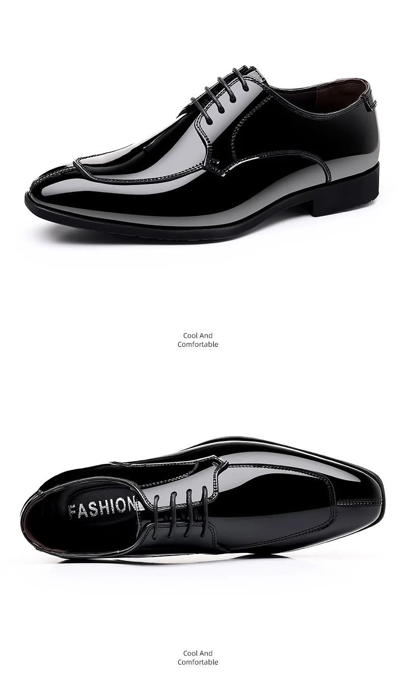 Business Men's Dress Shoes Patent Leather Trend Mens Party Shoe Soft Sole Casual Shoes Plus Size 38-48 Men Shoes High Quality