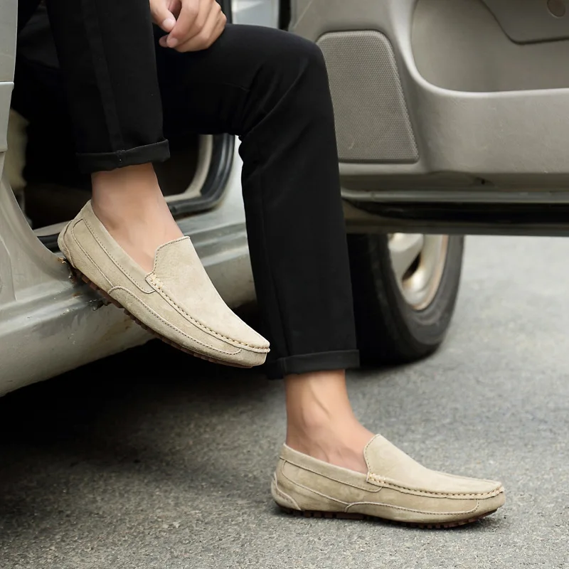 Suede Leather Man Loafers Luxury 2021 Casual Shoes For Men Boat Shoes Handmade Men Slipon Driving Shoes Male Moccasins Zapatos99