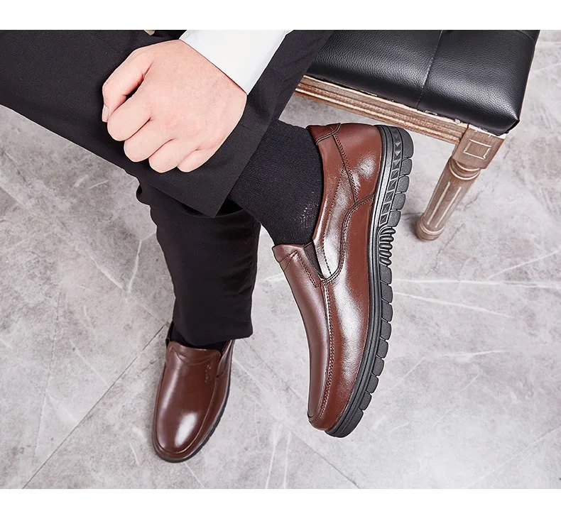 Men's PU Leather Shoes Formal Dress Loafers Large Size Casual Soft Mens Business Comfortable Non-slip Driving Shoes