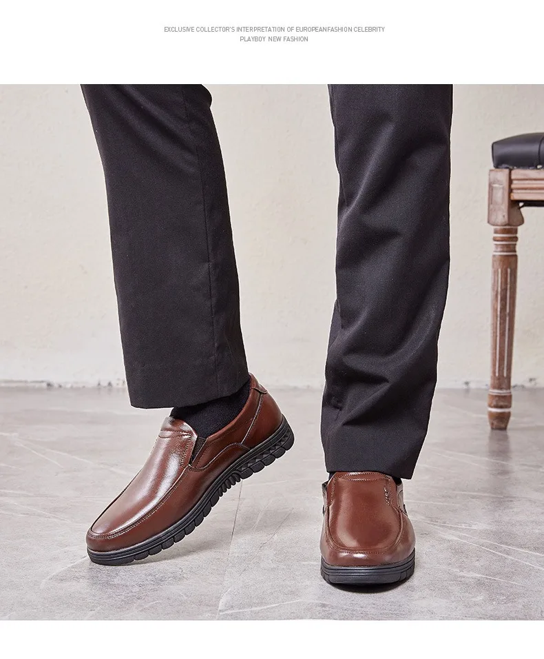 Men's PU Leather Shoes Formal Dress Loafers Large Size Casual Soft Mens Business Comfortable Non-slip Driving Shoes