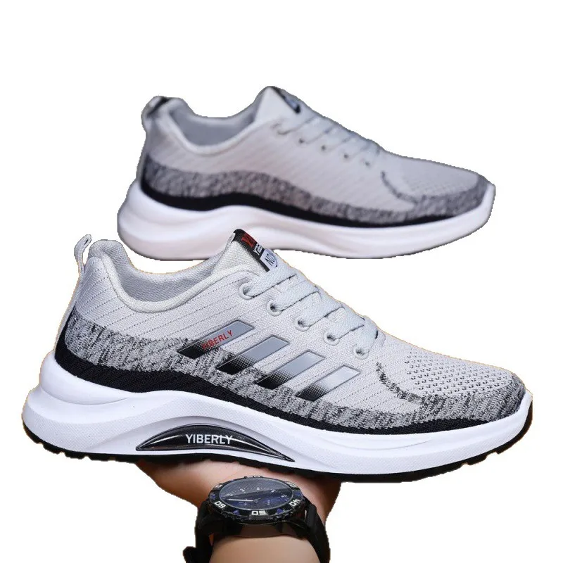 Men's Fashionable Sporty Casual Shoes Spring Autumn New Style Running Shoes Breathable Mesh Upper Thick Bottom PVC Outsole