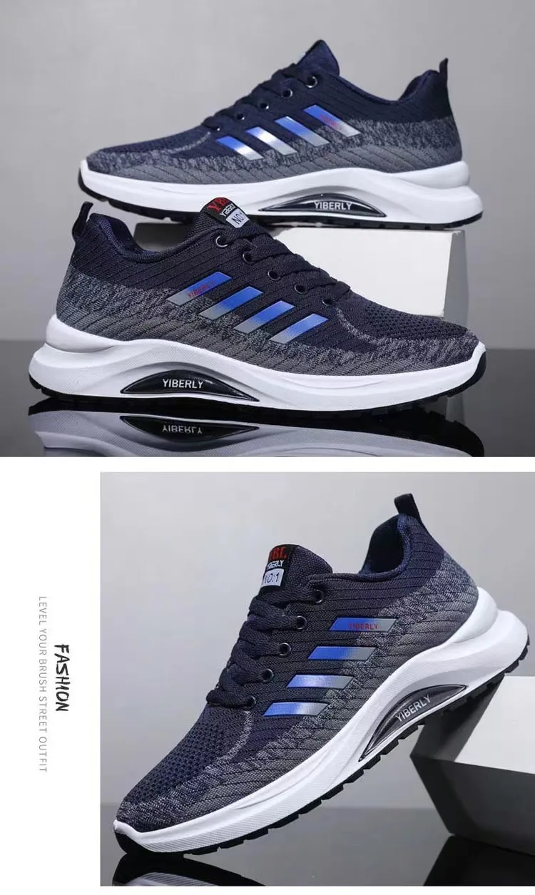 Men's Fashionable Sporty Casual Shoes Spring Autumn New Style Running Shoes Breathable Mesh Upper Thick Bottom PVC Outsole