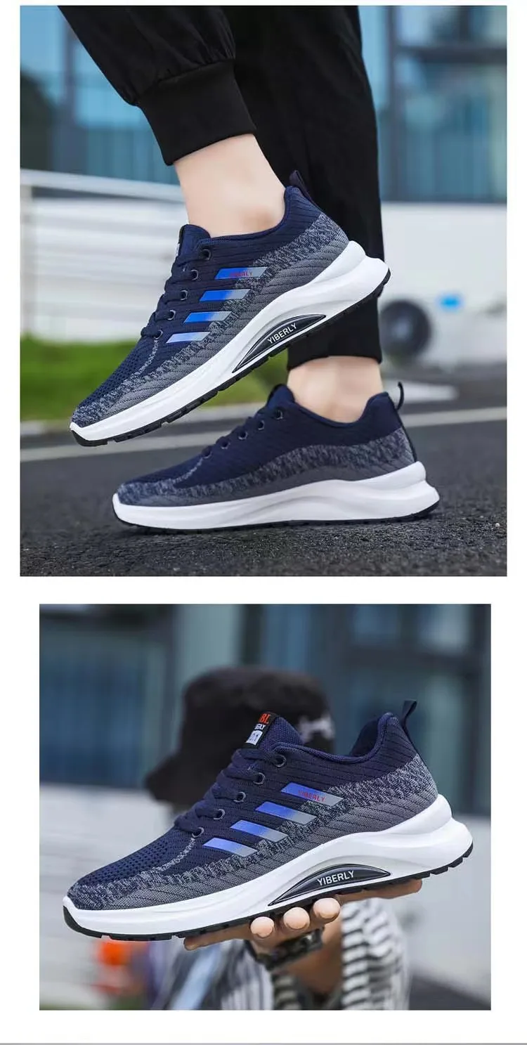 Men's Fashionable Sporty Casual Shoes Spring Autumn New Style Running Shoes Breathable Mesh Upper Thick Bottom PVC Outsole