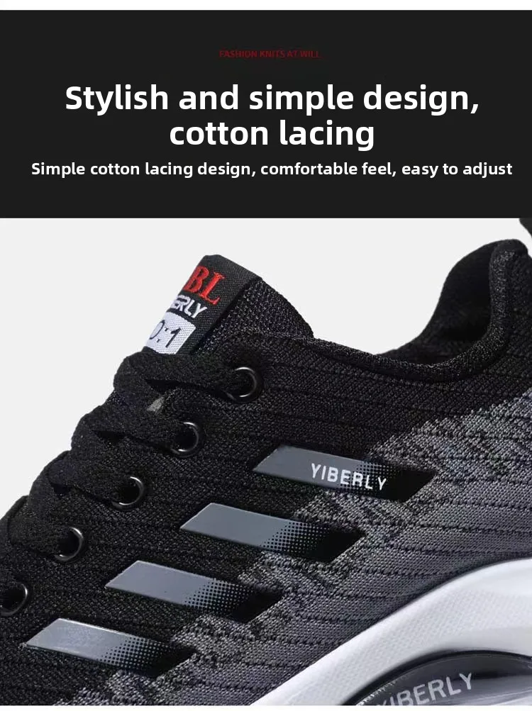 Men's Fashionable Sporty Casual Shoes Spring Autumn New Style Running Shoes Breathable Mesh Upper Thick Bottom PVC Outsole