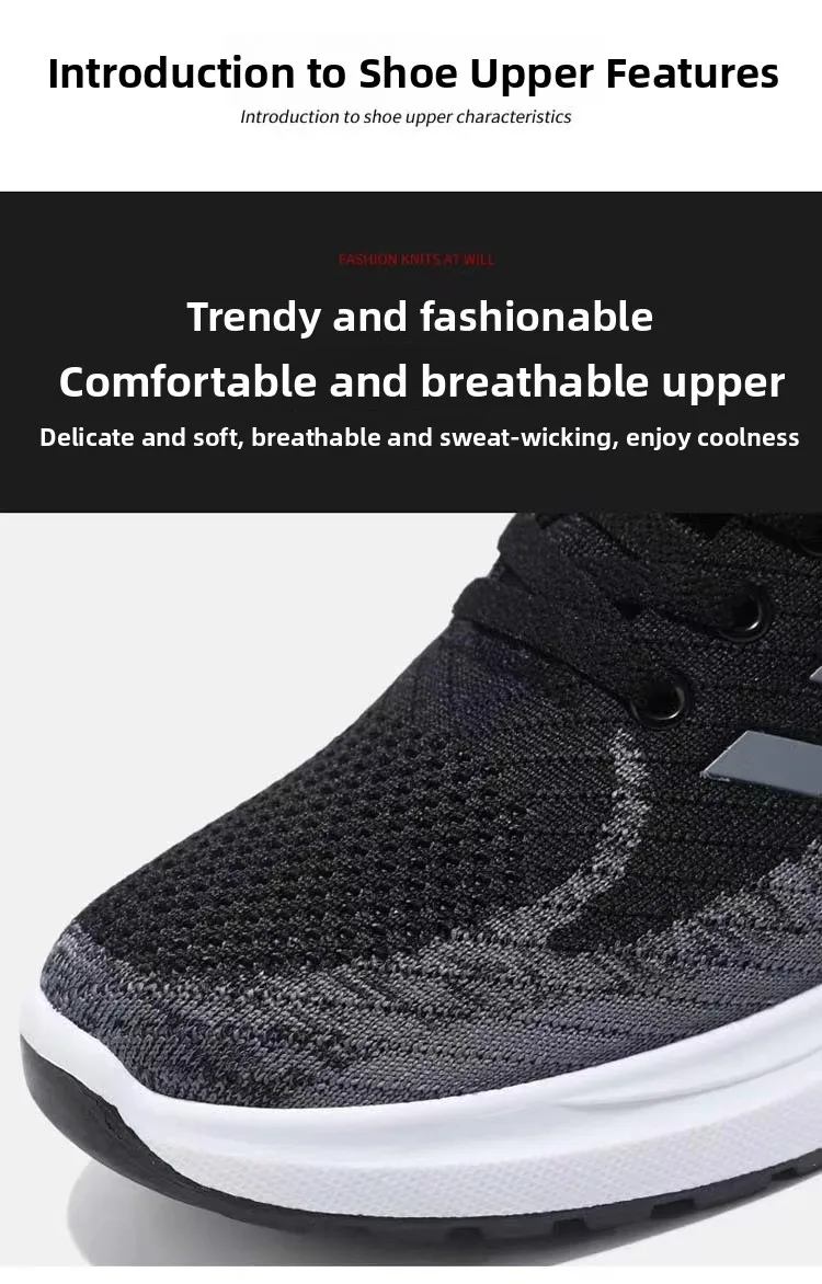 Men's Fashionable Sporty Casual Shoes Spring Autumn New Style Running Shoes Breathable Mesh Upper Thick Bottom PVC Outsole