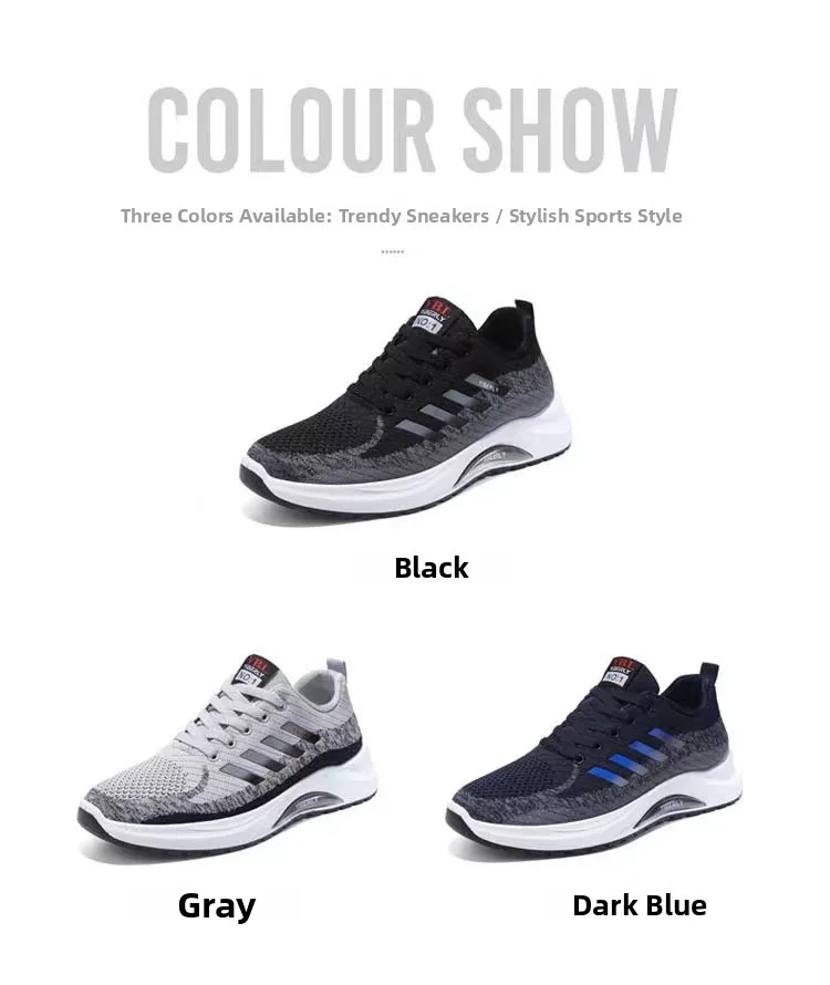 Men's Fashionable Sporty Casual Shoes Spring Autumn New Style Running Shoes Breathable Mesh Upper Thick Bottom PVC Outsole