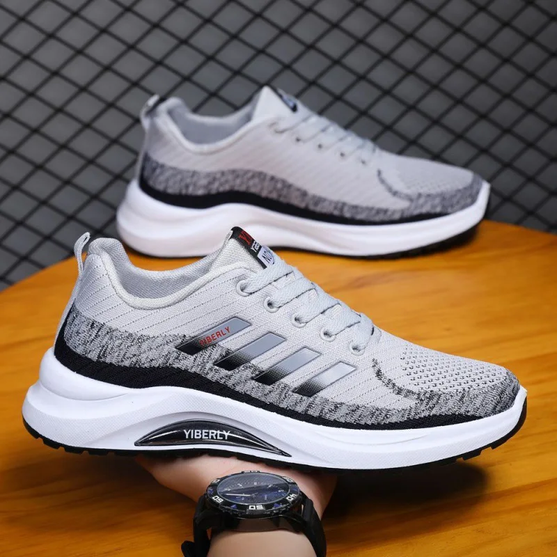 Men's Fashionable Sporty Casual Shoes Spring Autumn New Style Running Shoes Breathable Mesh Upper Thick Bottom PVC Outsole