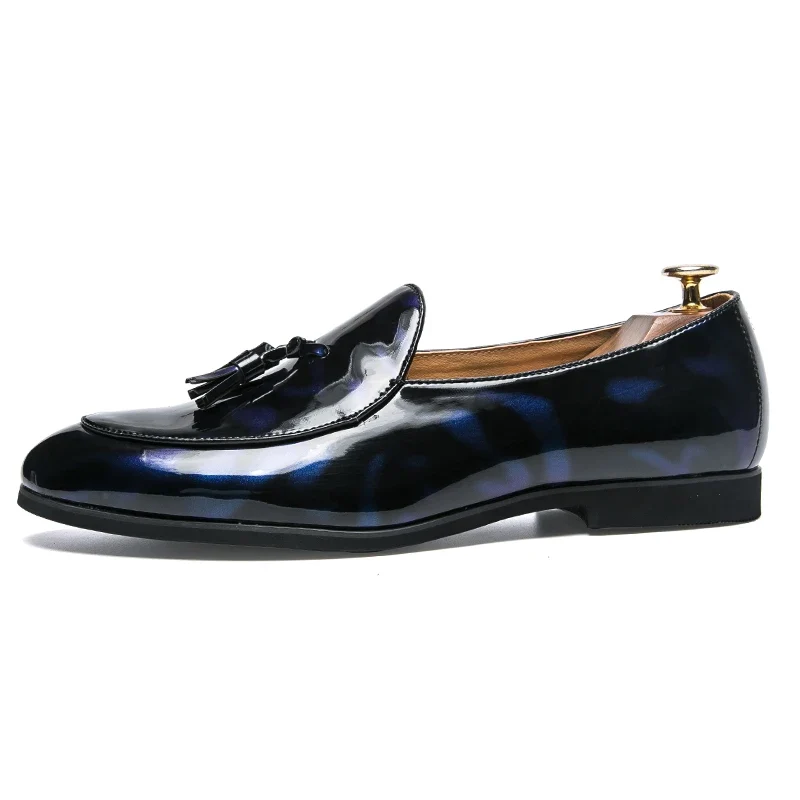 Tassel Leather Oxfords Shoes Men Loafers Casual Slip on Men Dress Shoes Italian Graceful Wedding Party Shoes Men Moccasins Black