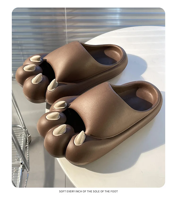 Cute Tiger Paw Slippers Men New Summer Outdoor Slides Shoes Unisex Funny Cartoon Bear Cat Claw Lovers Slipper Novelty Flip Flops