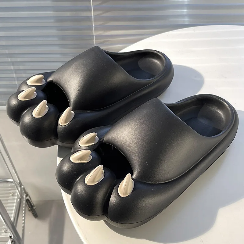 Cute Tiger Paw Slippers Men New Summer Outdoor Slides Shoes Unisex Funny Cartoon Bear Cat Claw Lovers Slipper Novelty Flip Flops